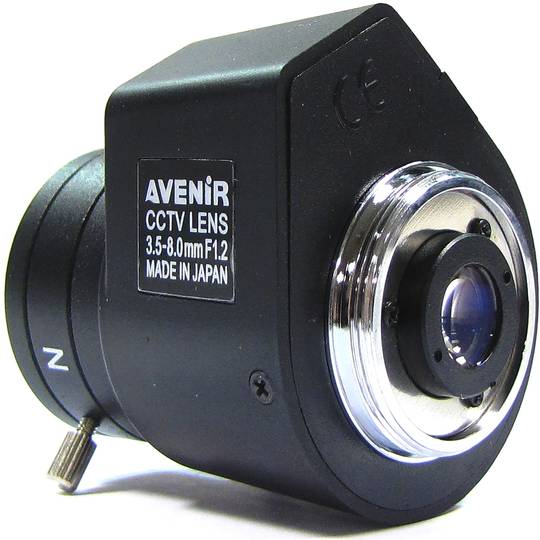 E varifocal lens 3.5 mm to 8.0 mm F1 2