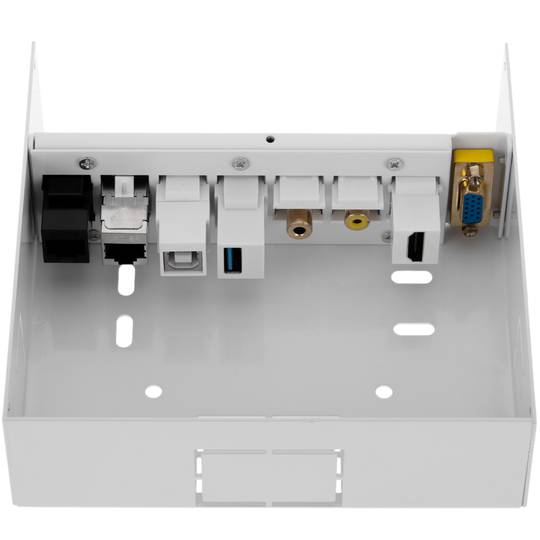 Boîtier de connectivité multimédia pour mur ou table HDMI, 2xUSB, 2xRJ45 Cat.6, VGA, Jack 3,5mm et RCA