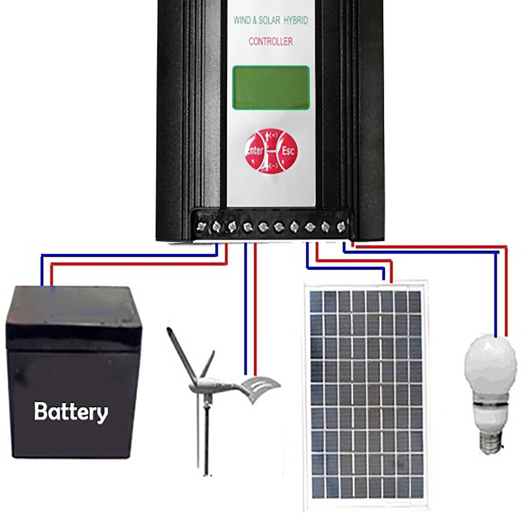 Solaire et éolienne hybride 600W 24V contrôleur avec écran LCD