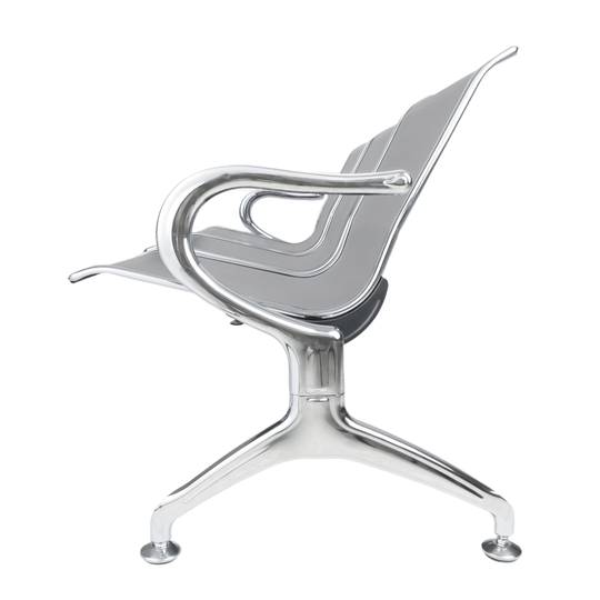 Bank für wartezimmer mit 3 ergonomisch stühlen silber