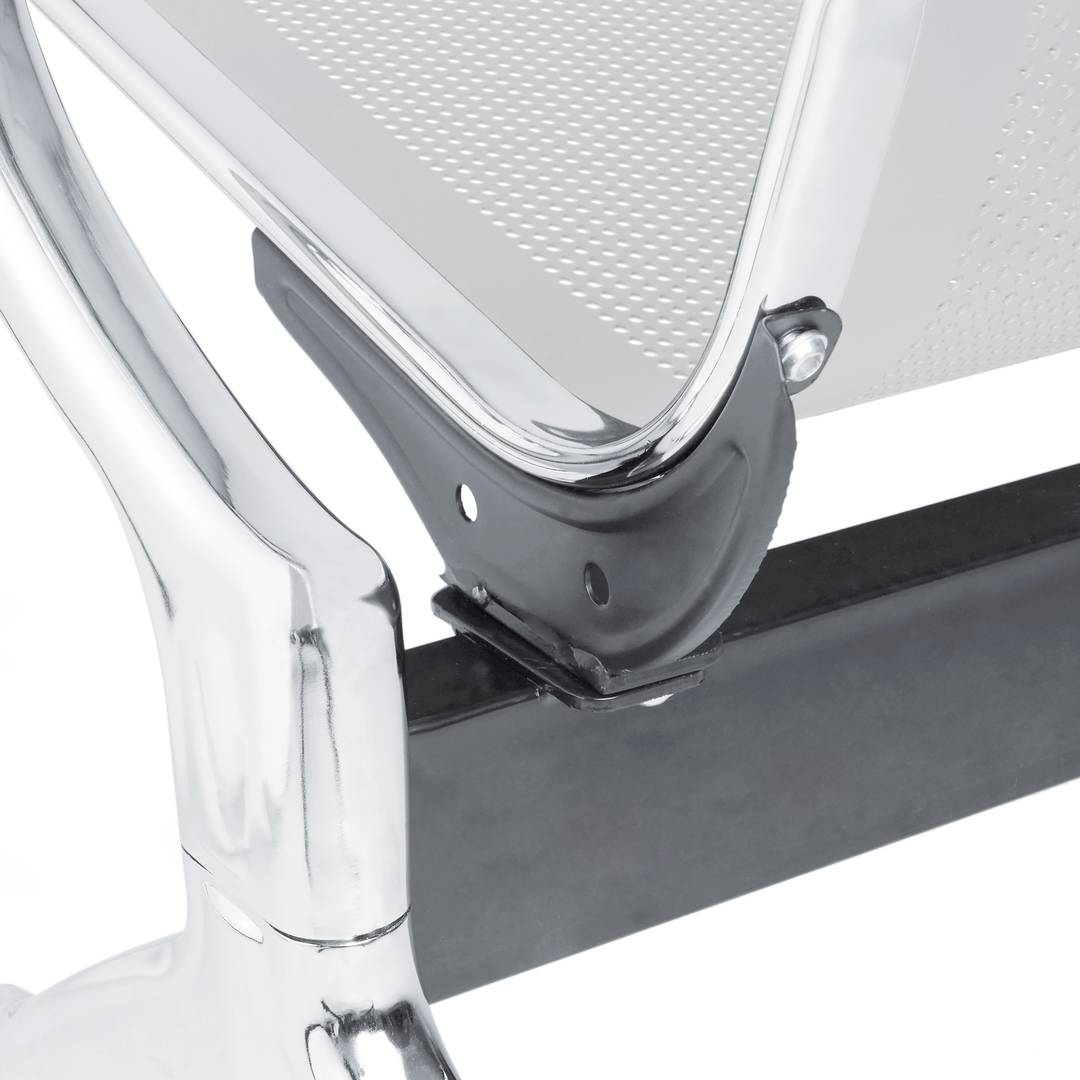 Waiting room bench chair with 4 ergonomic seat silvery