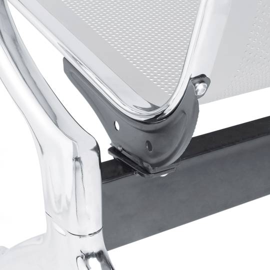 Ławka do poczekalni z 4-osobowymi srebrnymi ergonomicznymi krzesłami