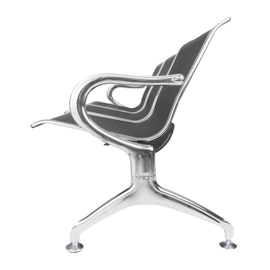 Wachtkamerbank met 2-zits zwarte ergonomische stoelen