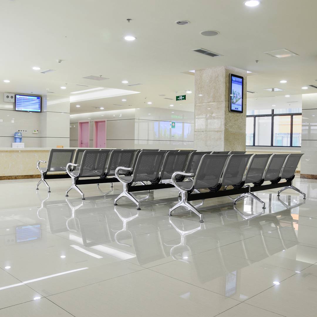 Banco para sala de espera com 2 cadeiras ergonómicas preto