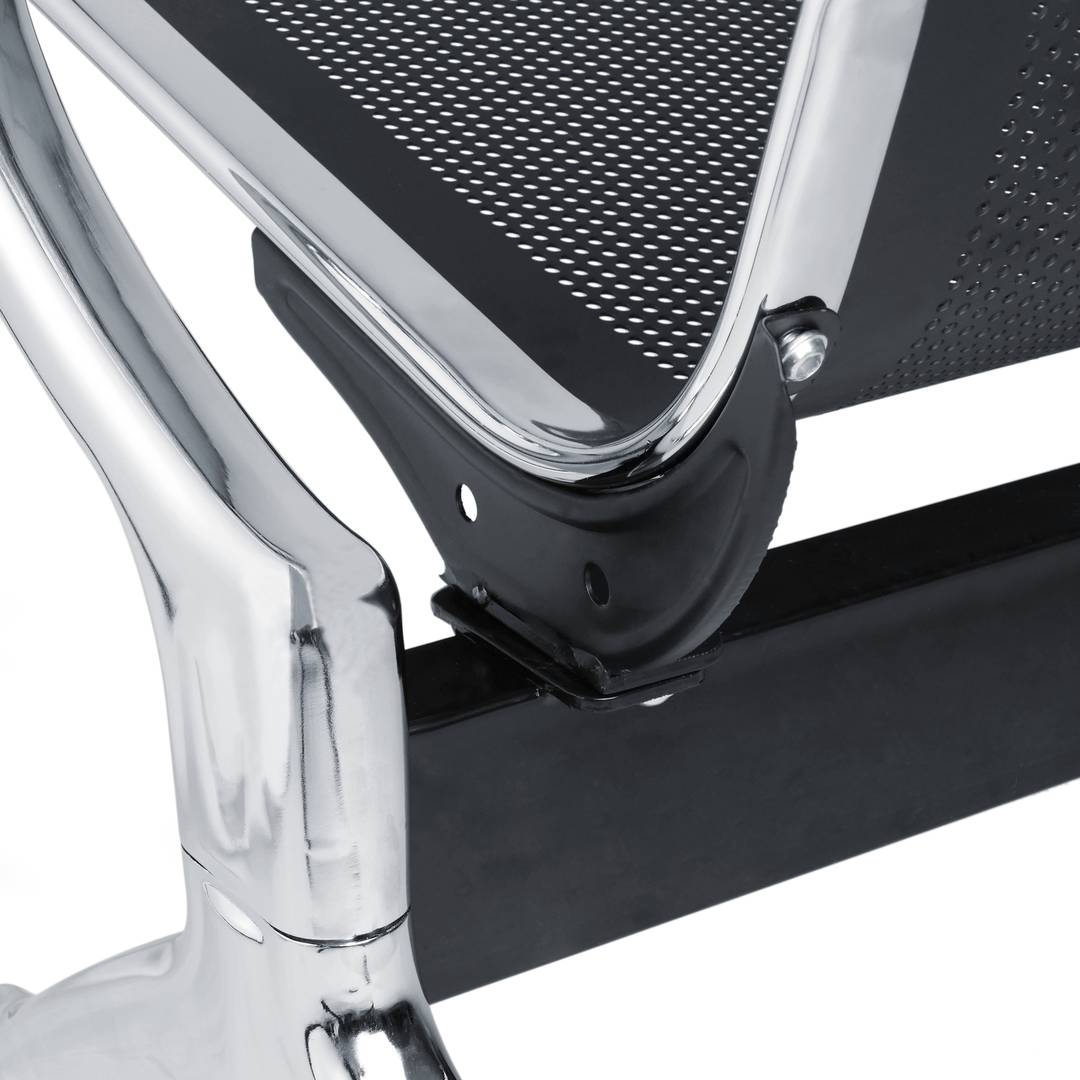 Banco para sala de espera com 2 cadeiras ergonómicas preto