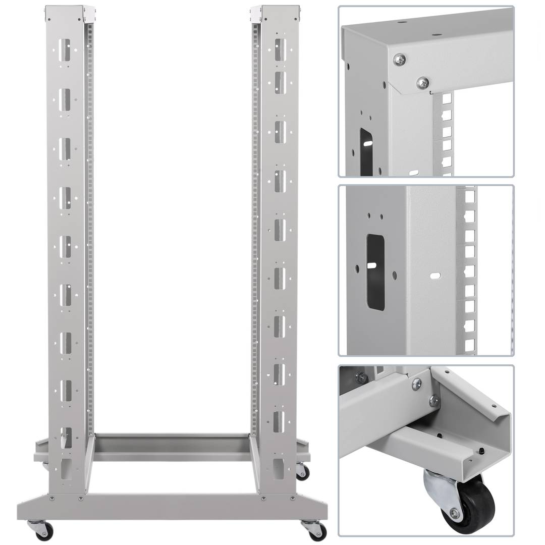 Armário rack 19'' aberto 29U 600x1000x1400mm branco Open2 MobiRack por RackMatic