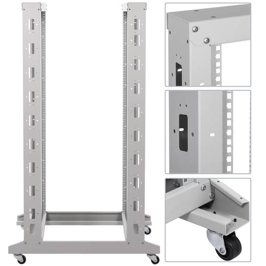 Armário rack 19'' aberto 29U 600x1000x1400mm branco Open2 MobiRack por RackMatic
