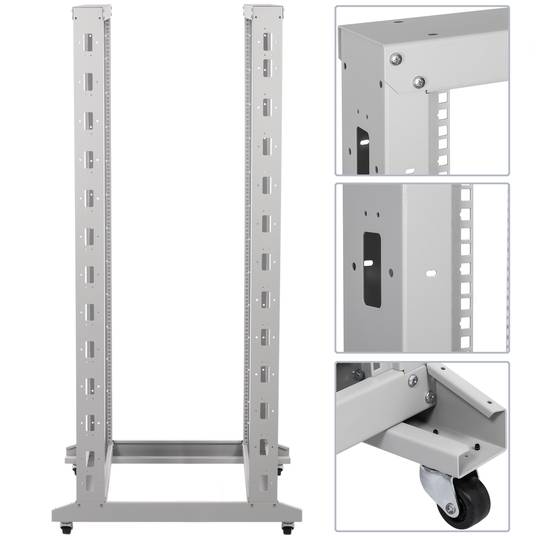 Rackkast 19'' open 38U 600x1000x1820mm wit Open2 MobiRack van RackMatic
