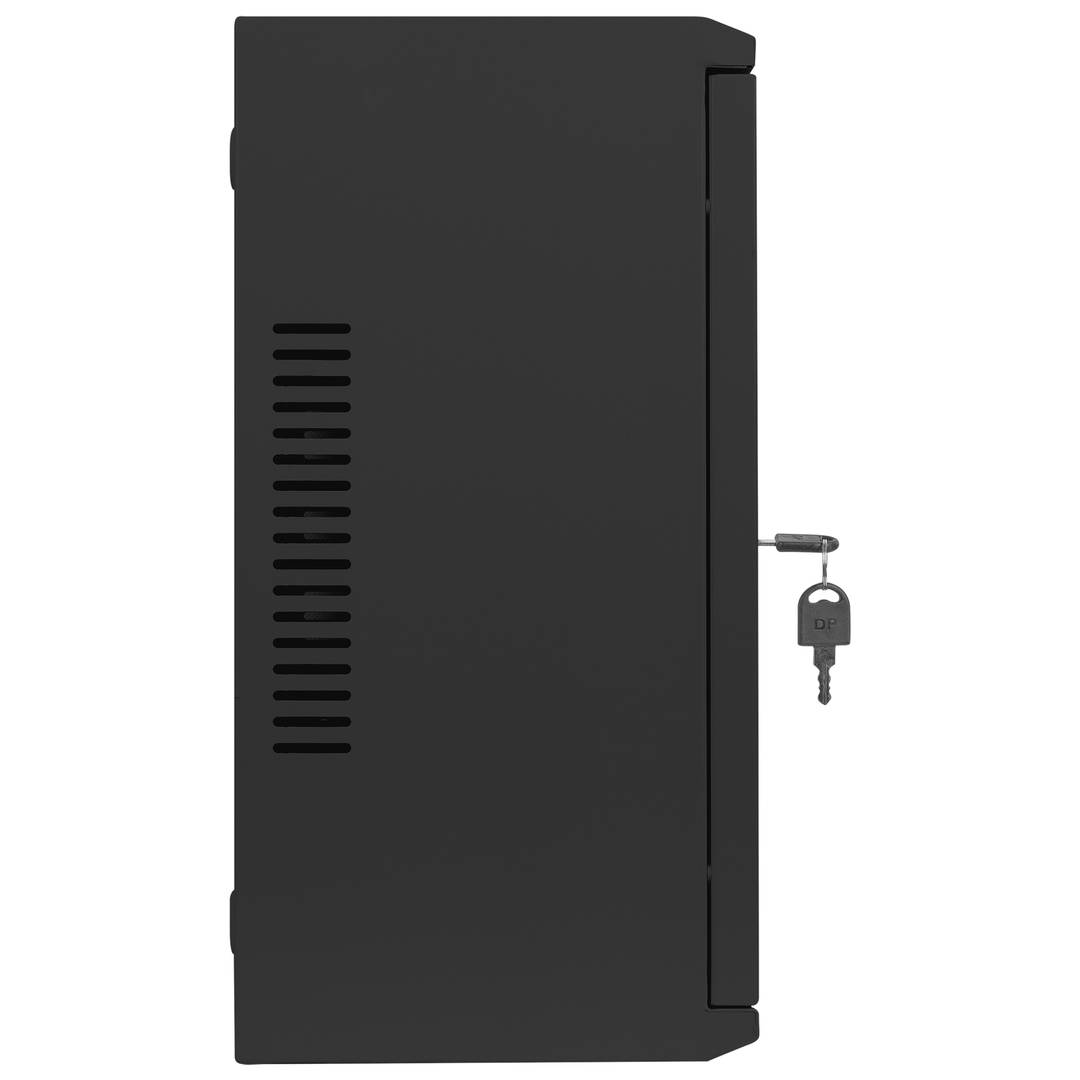 Rack19 a parete 4U verticale e 3U orizzontale con DIN F200 540x200x400 porta metallica nera Lanberg