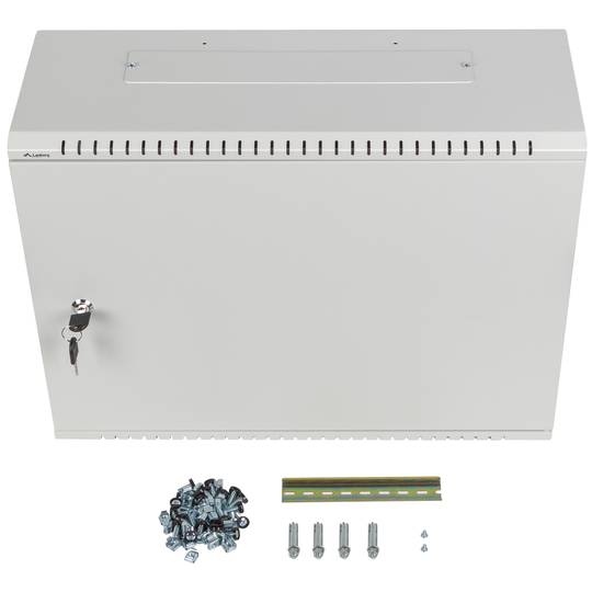 Rack19 a parete 4U verticale e 3U orizzontale con DIN F200 540x200x400 porta metallica bianca Lanberg