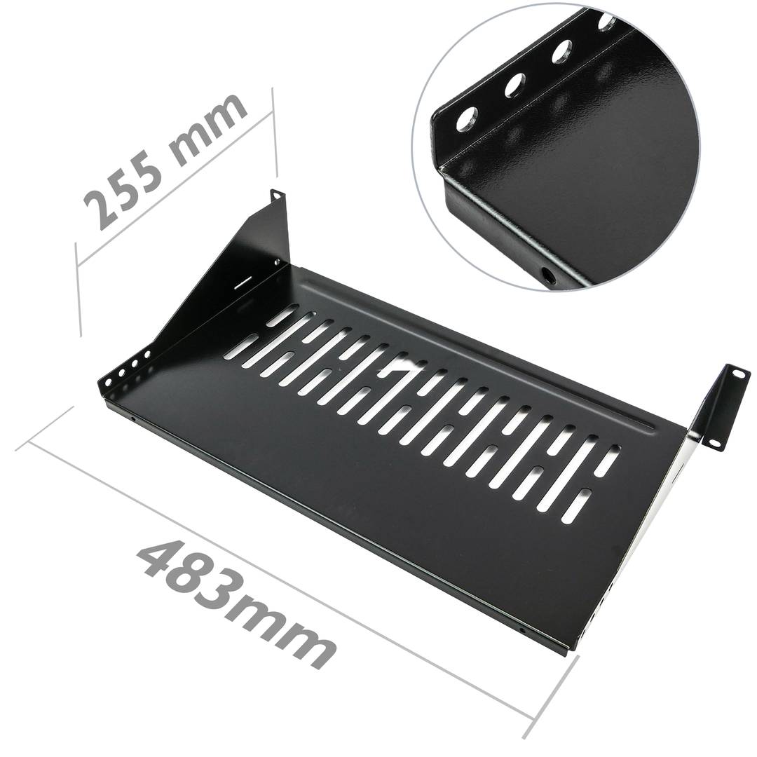 Safata rack de fixació frontal de 2U i profunditat 255 mm