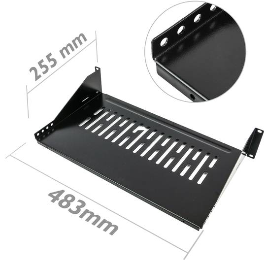 2U voorste bevestigingsreklade 250 mm diep