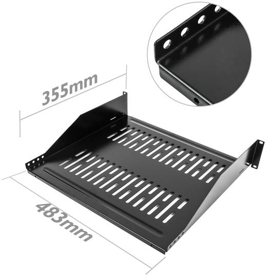 2U voorste bevestigingsrek 355 mm diep