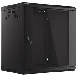 Rackschrank 19" wandmontiert 12U F450 FlatPack Farbe schwarz RAL9004 Lanberg WF01-6412-10B