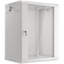 Rackschrank 19" Wandmontage 15U F450 FlatPack weiß RAL7035 Lanberg WF01-6415-10S
