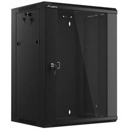 Rackschrank 19" wandmontiert 15U F450 FlatPack Farbe schwarz RAL9004 Lanberg WFFA-5415-10B