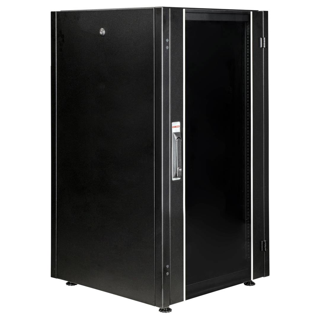 Armoire rack 19'' debout 16U 600x600x825mm MobiRack par RackMatic Porte noire et verre trempé