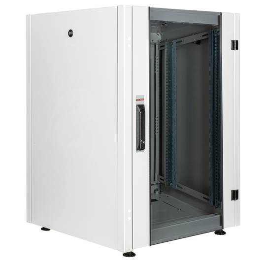 Armoire rack 19'' debout 16U 600x600x825mm MobiRack par RackMatic Blanc et porte verre trempé