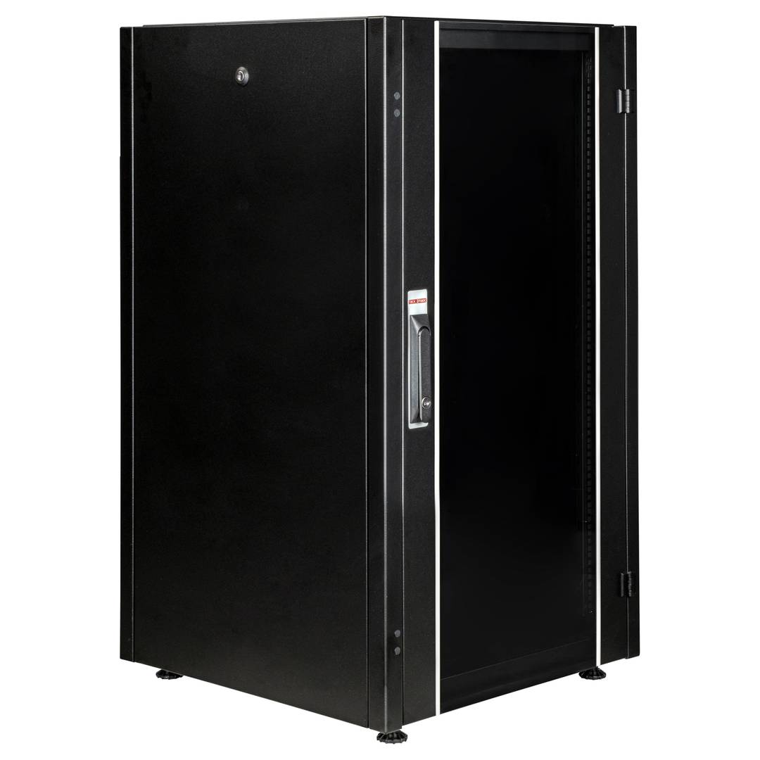 Rack cabinet 19'' standing 22U 600x600x1081mm MobiRack by RackMatic Black and tempered glass door