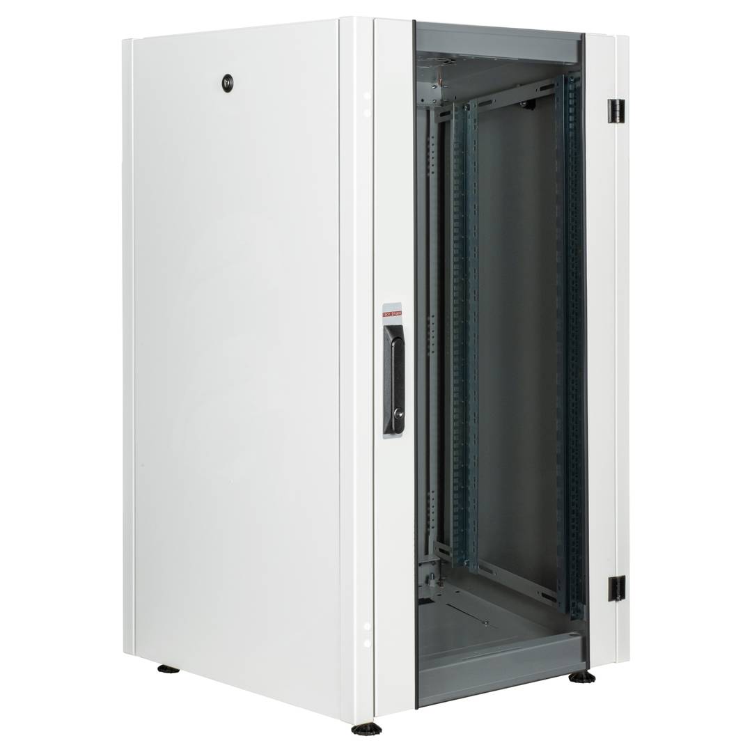 Armoire rack 19'' debout 22U 600x600x1081mm MobiRack par RackMatic Blanc et porte verre trempé