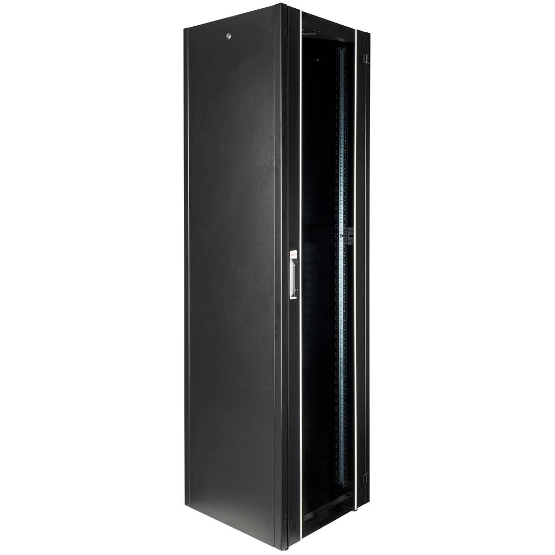 Armari rack 19'' de peu 47U 600x600x2202mm MobiRack de RackMatic Negre i porta de vidre temperat