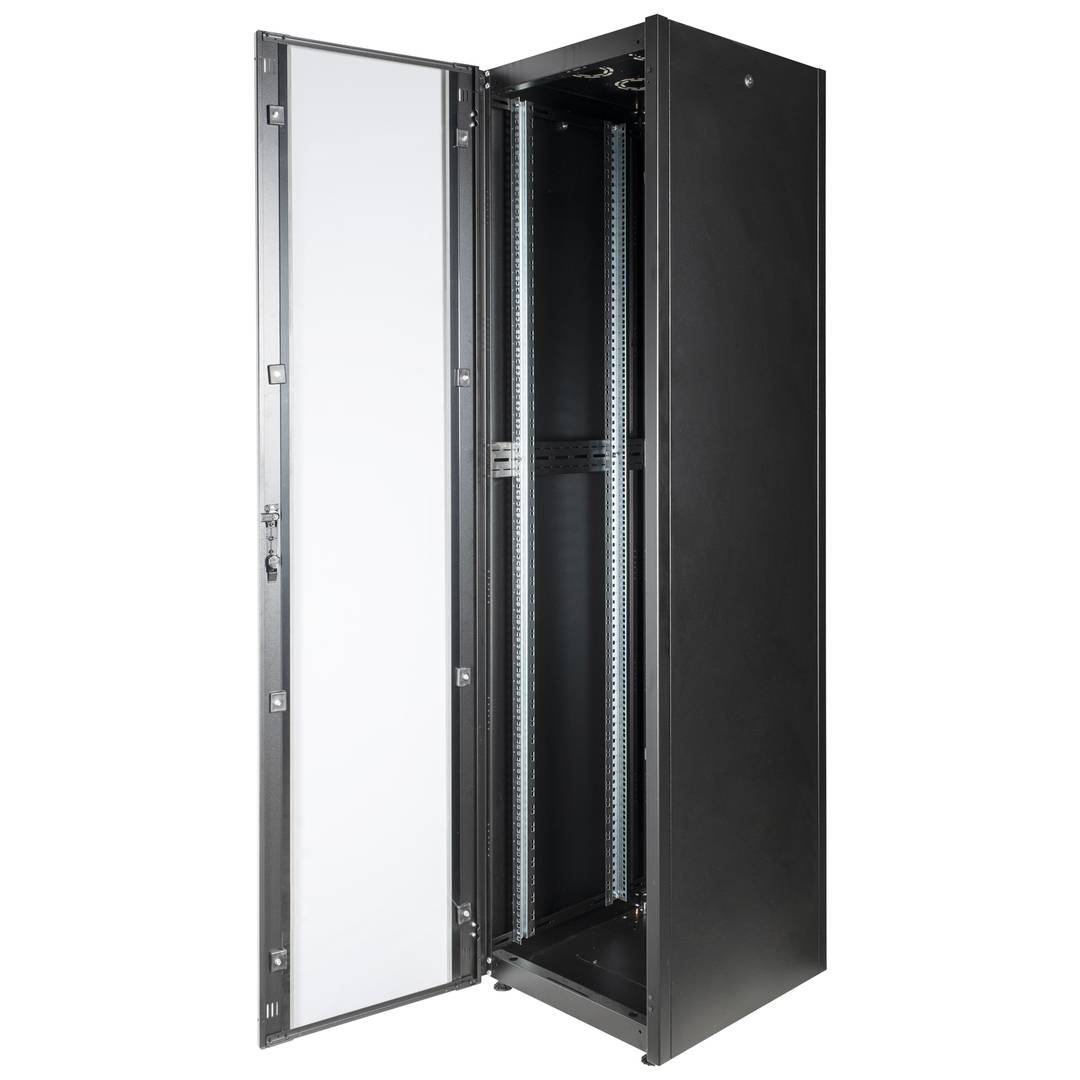 Armari rack 19'' de peu 47U 600x600x2202mm MobiRack de RackMatic Negre i porta de vidre temperat
