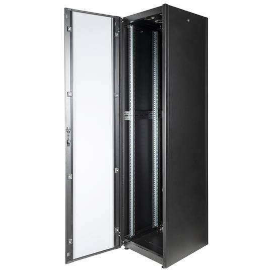 Armari rack 19'' de peu 47U 600x600x2202mm MobiRack de RackMatic Negre i porta de vidre temperat