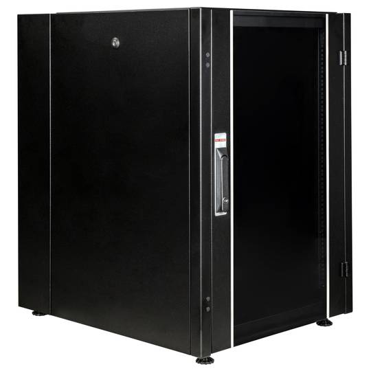 Armoire rack 19'' debout 16U 600x800x825mm MobiRack par RackMatic Porte noire et verre trempé