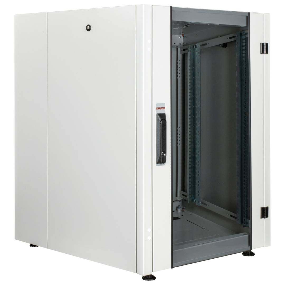 Rack cabinet 19'' standing 16U 600x800x825mm MobiRack by RackMatic White and tempered glass door