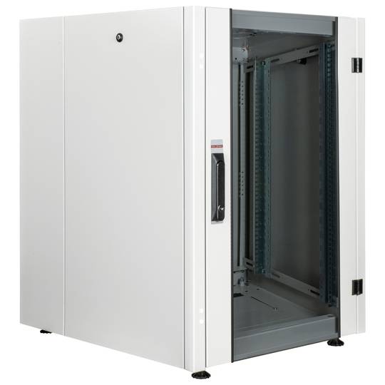 Rack cabinet 19'' standing 16U 600x800x825mm MobiRack by RackMatic White and tempered glass door