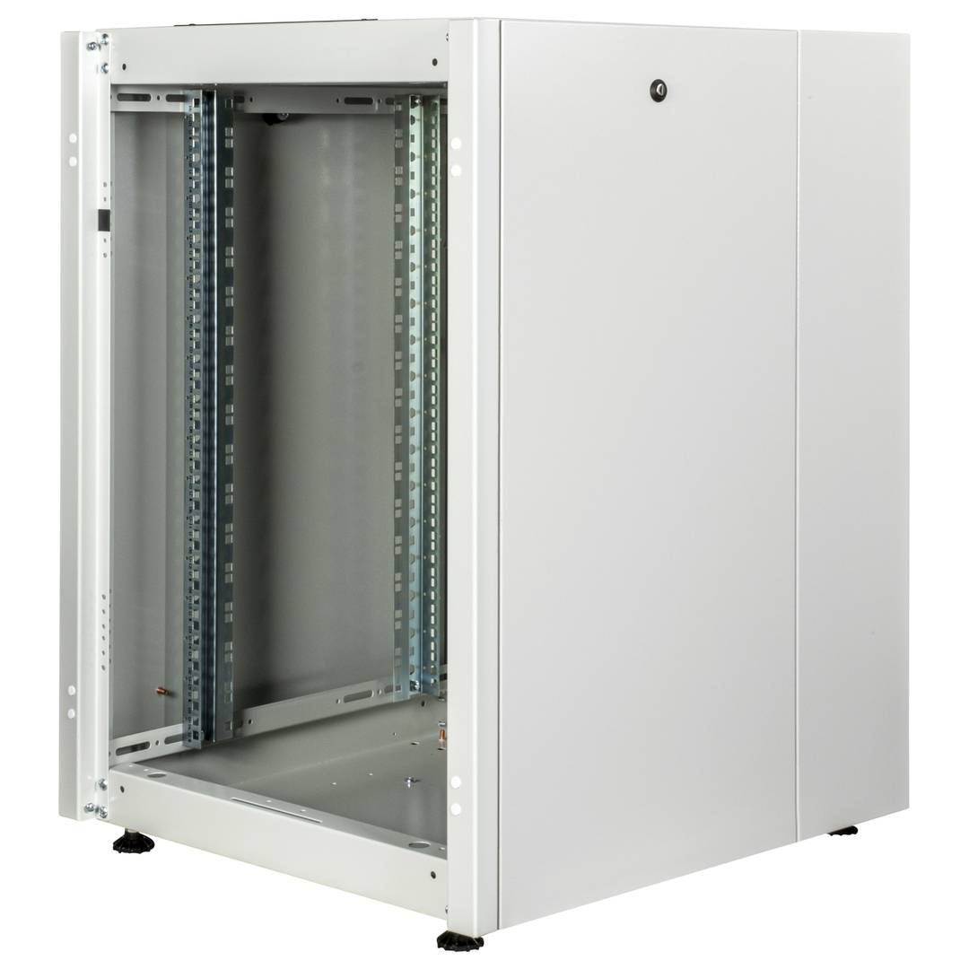 Rack cabinet 19'' standing 16U 600x800x825mm MobiRack by RackMatic White and tempered glass door