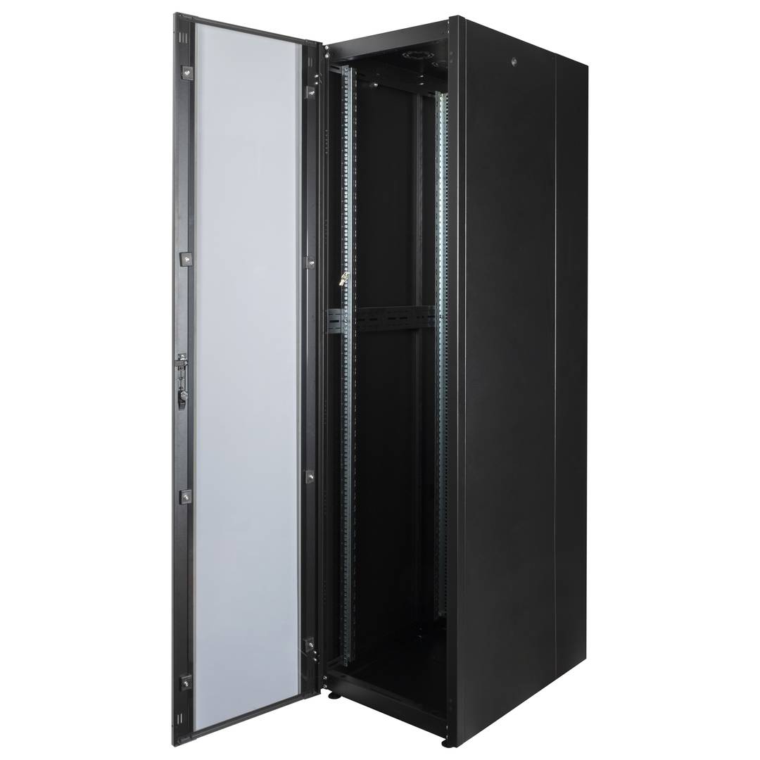 Armoire rack 19'' 47U 600x800x2202mm MobiRack par RackMatic Porte noire et verre trempé