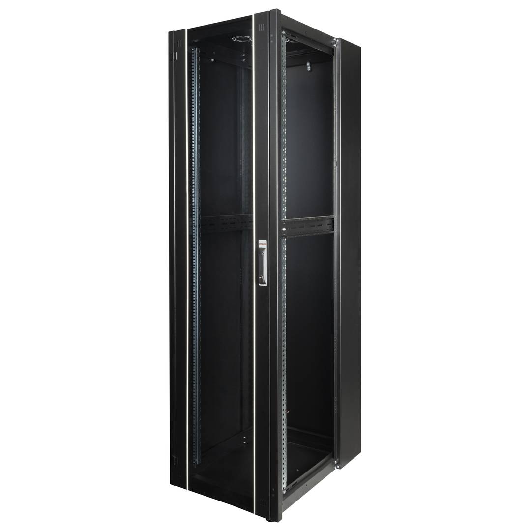 Armoire rack 19'' 47U 600x800x2202mm MobiRack par RackMatic Porte noire et verre trempé