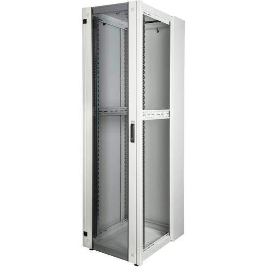Rackschrank 19'' stehend 47U 600x800x2202mm MobiRack von RackMatic Weiße Tür aus gehärtetem Glas