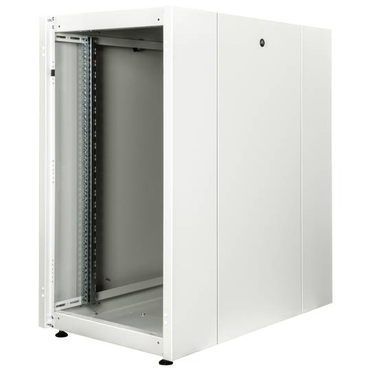 Rack cabinet 19'' standing 22U 600x1000x1081mm MobiRack by RackMatic White and tempered glass door