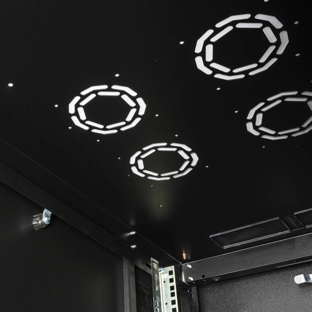 19'' staande rackkast 42U 600x1000x1980mm MobiRack van RackMatic Deur in zwart en gehard glas