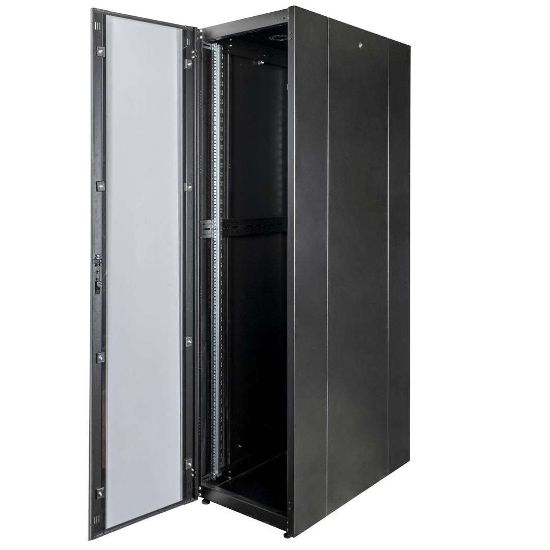 Armadio rack 19'' da terra 47U 600x1000x2202mm MobiRack di RackMatic Anta nera e vetro temperato