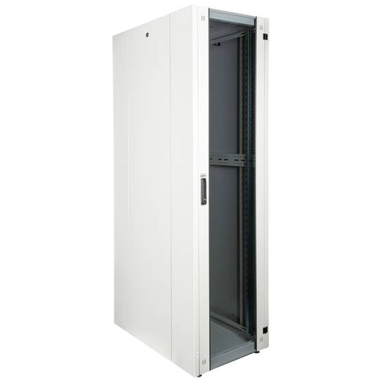 Szafa rack 19'' stojąca 47U 600x1000x2202mm MobiRack by RackMatic Białe i drzwi ze szkła hartowanego