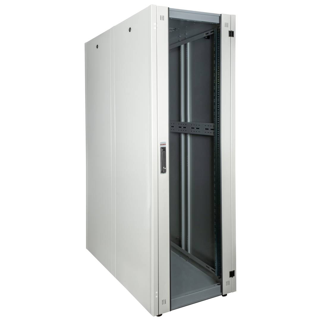 Armoire rack 19'' debout 42U 600x1200x1980mm MobiRack par RackMatic Blanc et porte verre trempé