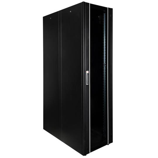 Szafa rack 19'' stojąca 47U 600x1200x2202mm MobiRack by RackMatic Czarna i drzwiczki ze szkła hartowanego