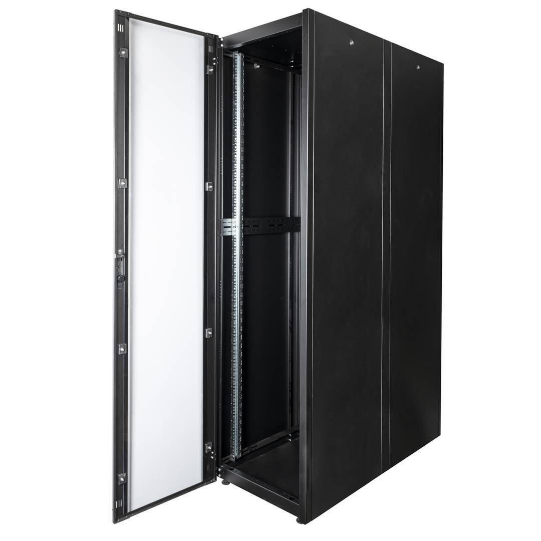 Szafa rack 19'' stojąca 47U 600x1200x2202mm MobiRack by RackMatic Czarna i drzwiczki ze szkła hartowanego