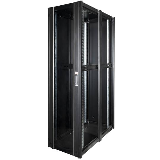 Szafa rack 19'' stojąca 47U 600x1200x2202mm MobiRack by RackMatic Czarna i drzwiczki ze szkła hartowanego