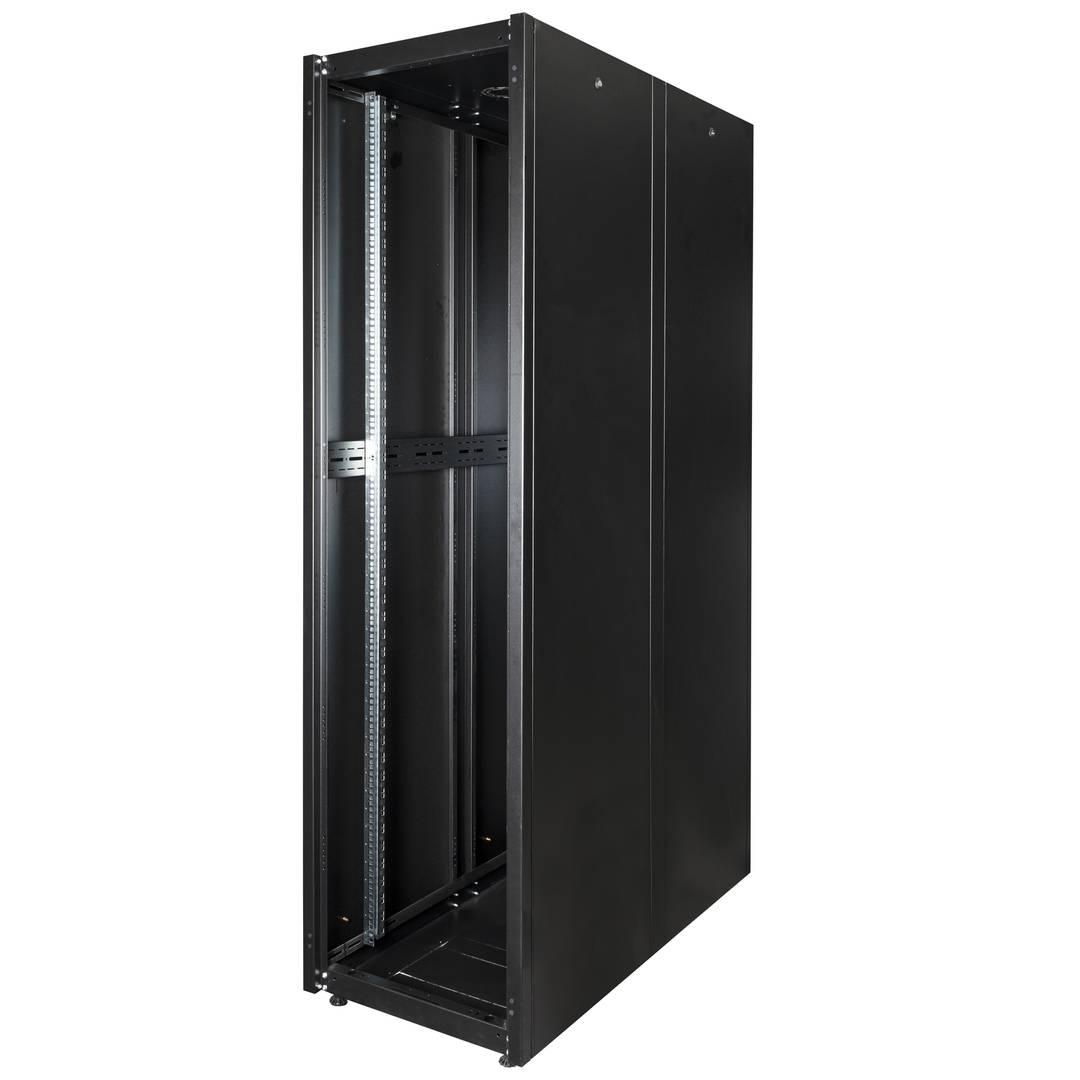Szafa rack 19'' stojąca 47U 600x1200x2202mm MobiRack by RackMatic Czarna i drzwiczki ze szkła hartowanego