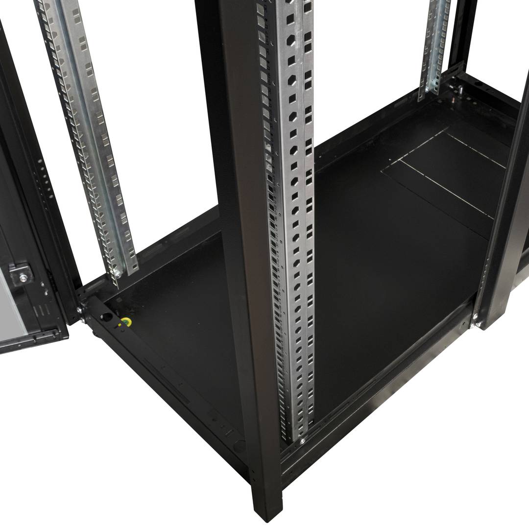 Szafa rack 19'' stojąca 47U 600x1200x2202mm MobiRack by RackMatic Czarna i drzwiczki ze szkła hartowanego