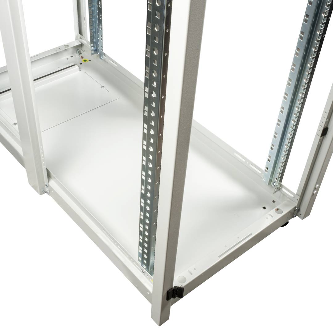 19'' Stand-Rack-Schrank 47 HE 600 x 1200 x 2202 mm MobiRack von RackMatic Weiße Tür aus gehärtetem Glas