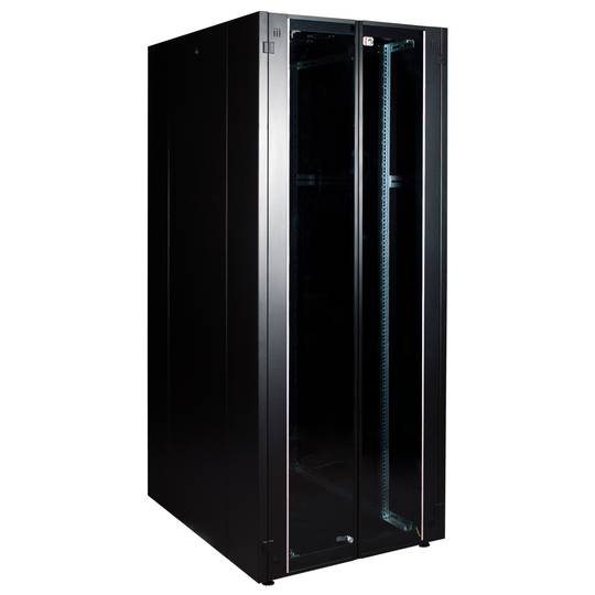 Szafa rack 19'' stojąca 42U 800x1000x1980mm MobiRack by RackMatic Czarna i drzwiczki ze szkła hartowanego