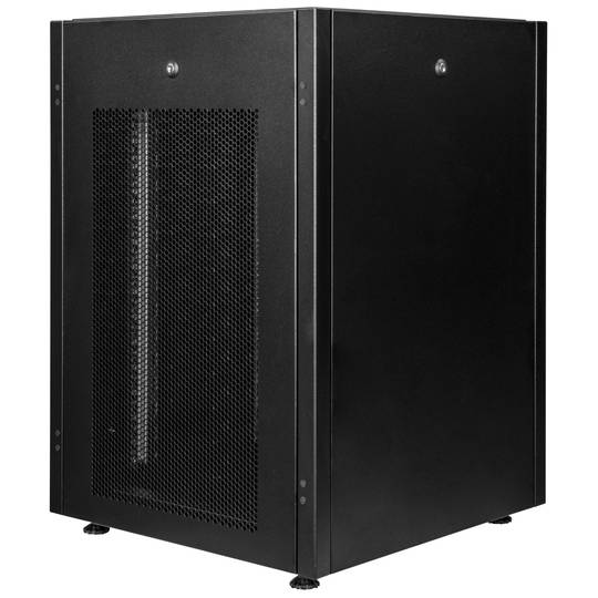 Armário rack 19'' pé 16U 600x600x825mm MobiRack by RackMatic Preto e porta metálica perfurada