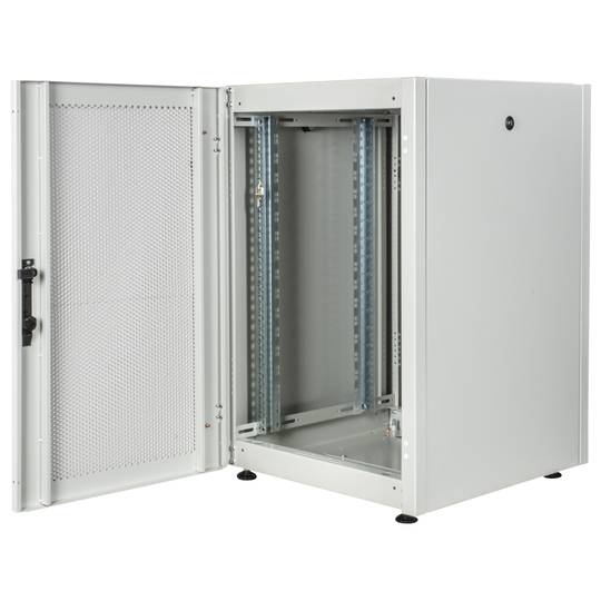 Armadio rack 19'' in piedi 16U 600x600x825mm MobiRack di RackMatic Bianco e porta in metallo forato