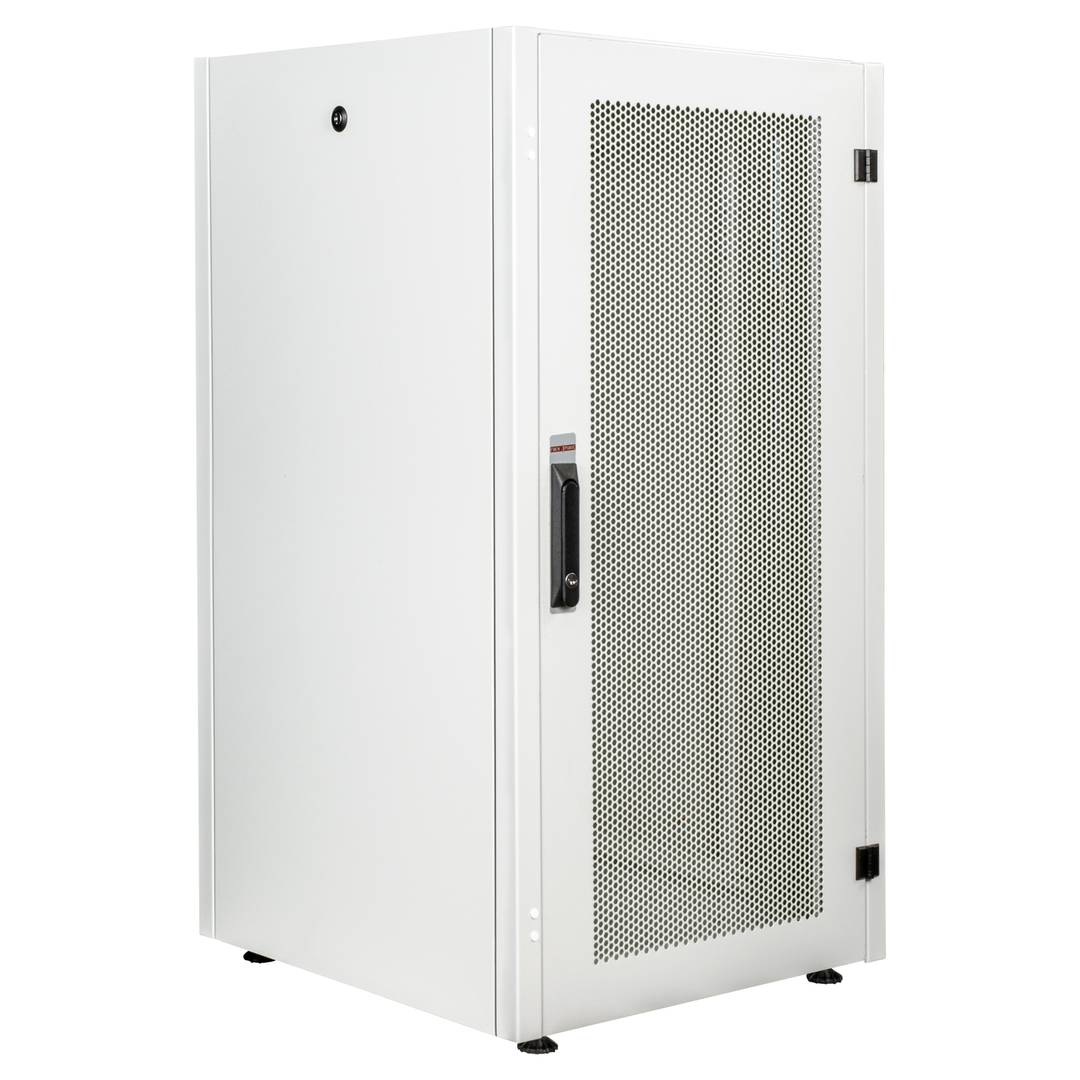 Szafa rack 19'' stojąca 22U 600x600x1081mm MobiRack by RackMatic Biała i drzwiczki metalowe perforowane