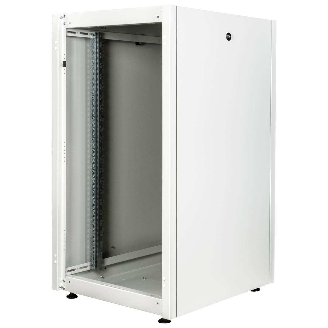 Szafa rack 19'' stojąca 22U 600x600x1081mm MobiRack by RackMatic Biała i drzwiczki metalowe perforowane